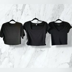 Black Crop Top Bundle – 3 Styles (Size Large)